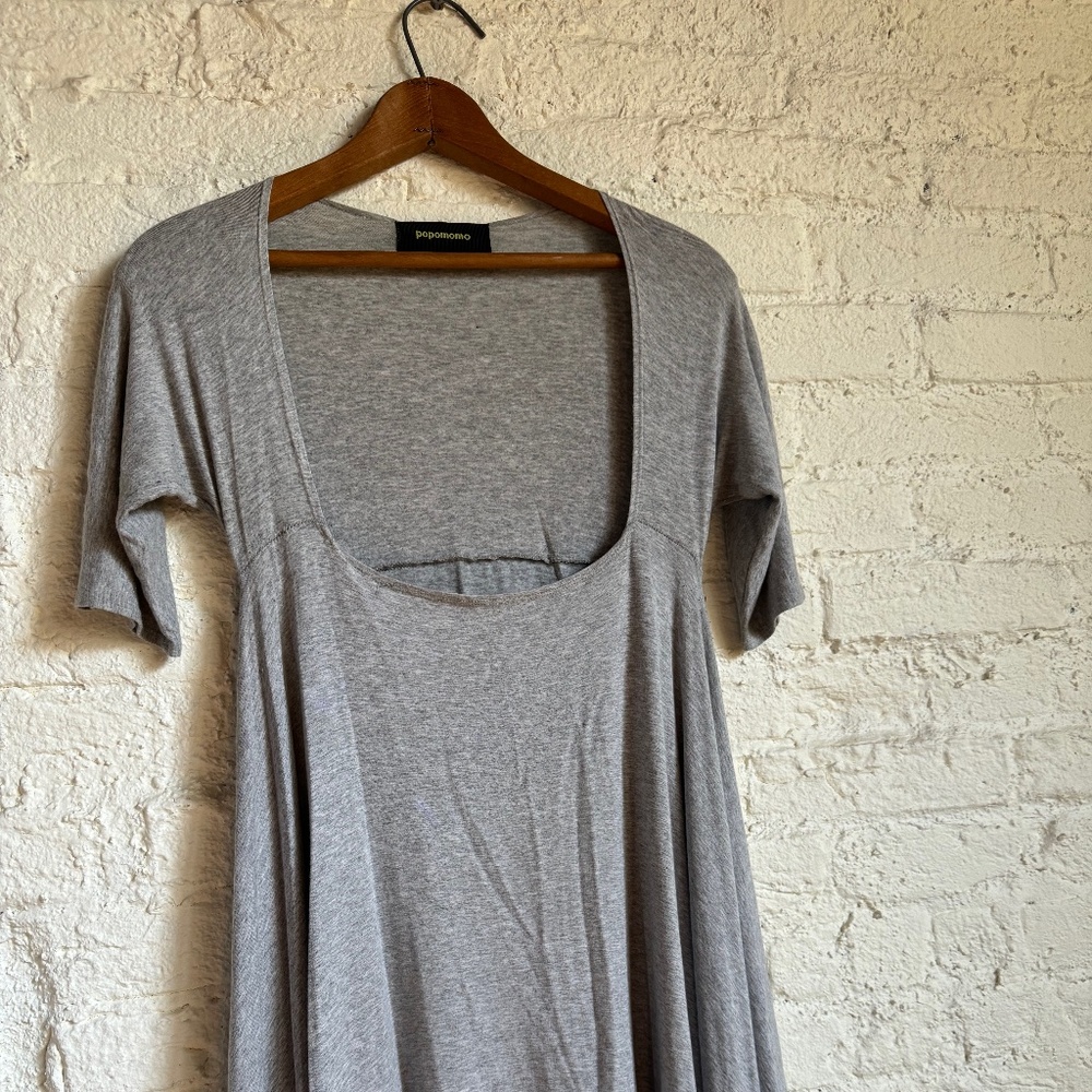 Gray Heather Knit Low-cut Dress